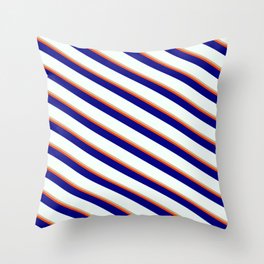[ Thumbnail: Tan, Red, Blue & Mint Cream Colored Stripes/Lines Pattern Throw Pillow ]