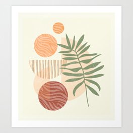 Blurred Lines Art Print | Ink, Geometric, Botanical, Terracotta, Leaves, Midcentury, Circles, Pattern, Line, Sun 