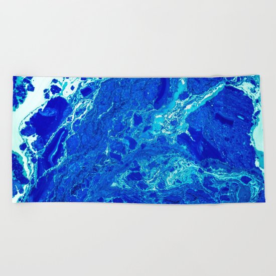 blue marble Beach Towel