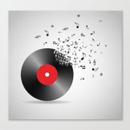 Vinyl with musical notes Canvas Print