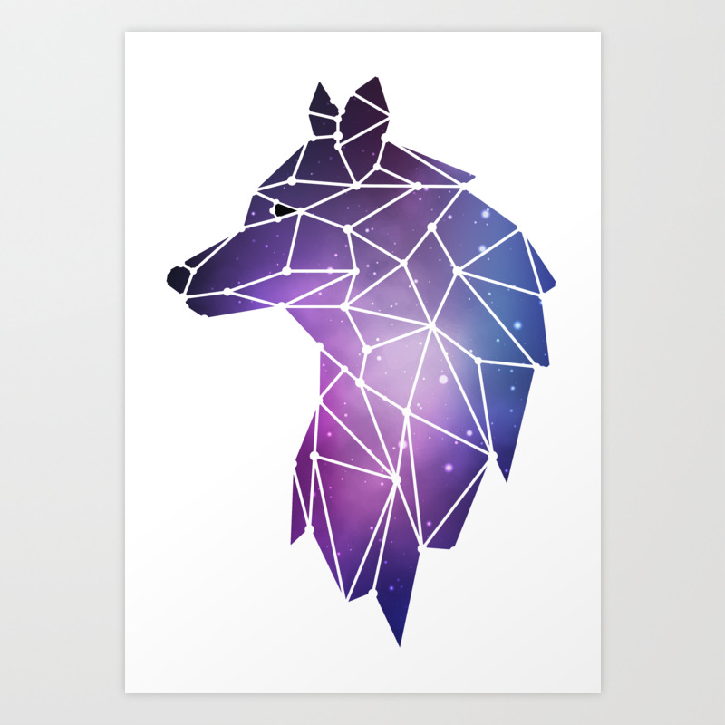 Geometric Wolf Low Poly Galaxy Wolf Pack Art Print By Anziehend Society6