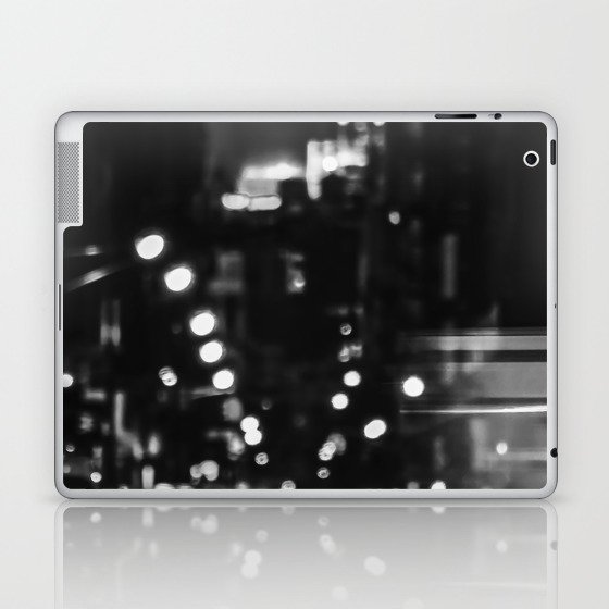 New York City Manhattan skyline at night in SoHo black and white Laptop & iPad Skin