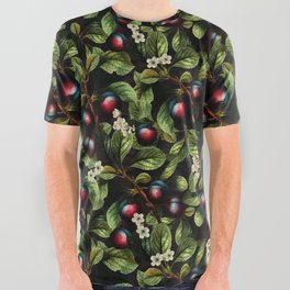 Vintage Night Fall Fruits Flowers And Plum Garden  All Over Graphic Tee