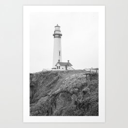California Coast | Lighthouse | Film Photography | Black and White Art Print