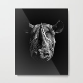 Black Rhino Head Metal Print