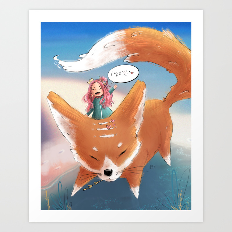 Giant Fox Illustration Painting Digitalart Art Print By