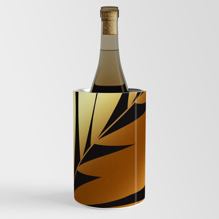 Gold Palm Leaf Abstract Elegant Black Pattern Wine Chiller