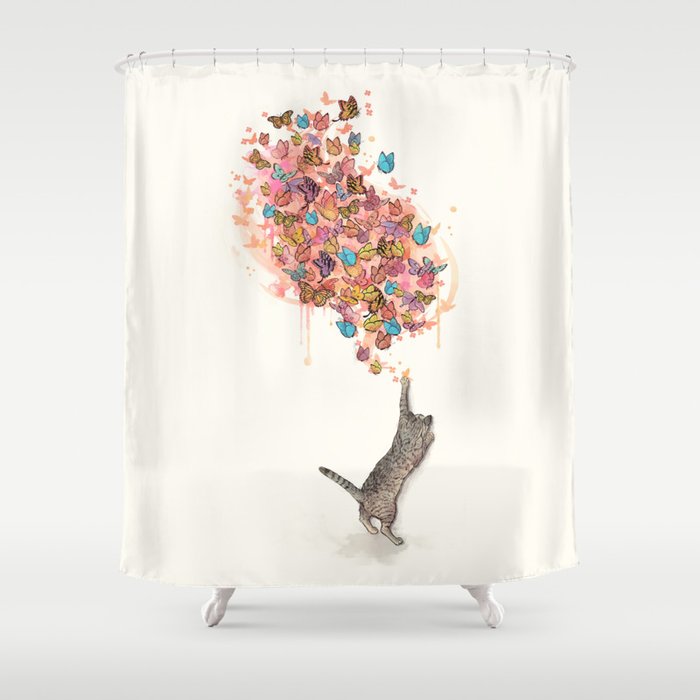 catching butterflies Shower Curtain