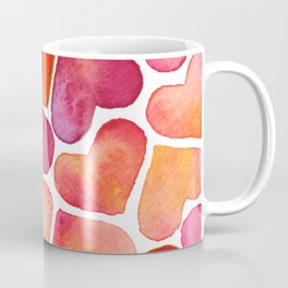 Watercolor Pink and Orange Heart Pattern Coffee Mug