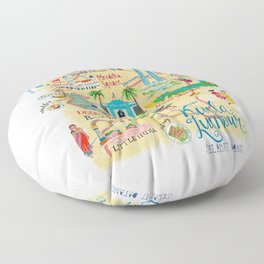 Illustrative map Kuala Lumpur Malaysia travel Floor Pillow