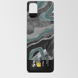 Pale Teal Gray Marble Agate Silver Glitter Glam #1 (Faux Glitter) #decor #art #society6 Android Card Case