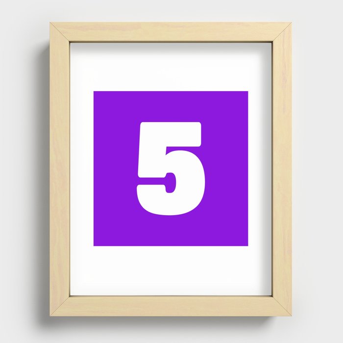 5 (White & Violet Number) Recessed Framed Print