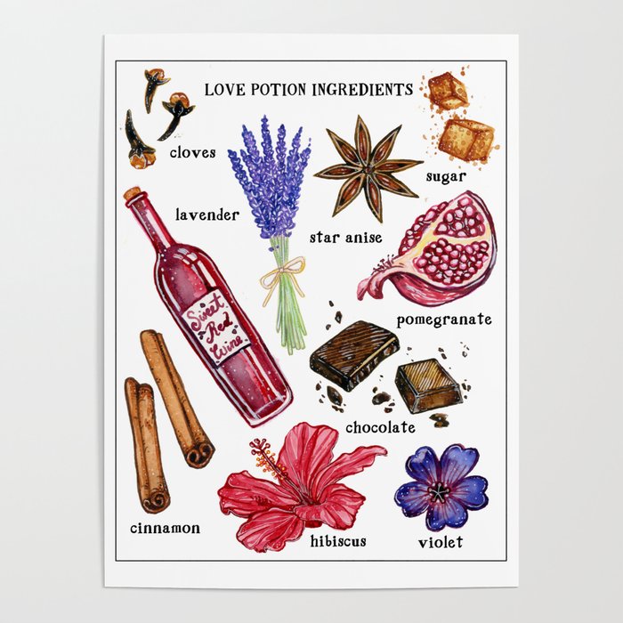 Love Potion Ingredients Poster By Spookish Delight Society6