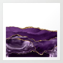 Purple & Gold Agate Texture 21 Art Print
