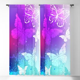 Bright Background with White Butterflies Blackout Curtain
