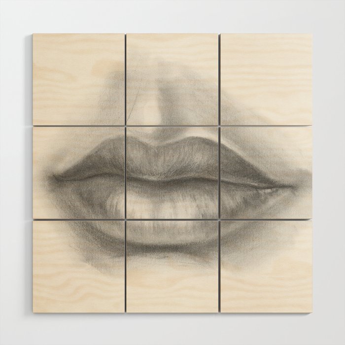 Lips Drawing Sexy Lady Wood Wall Art By Magdaopoka