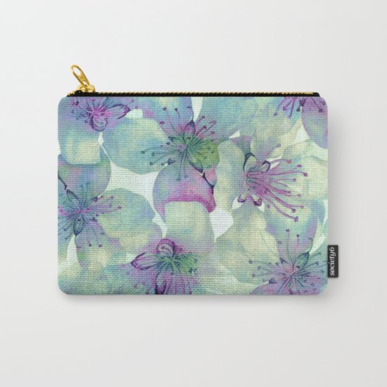 soft floral with purple Carry-All Pouch