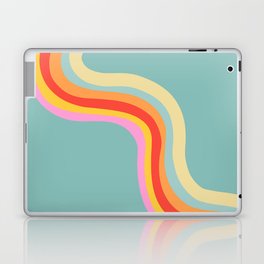 Groovy 70s Retro Rainbow Flow on Blue Laptop Skin