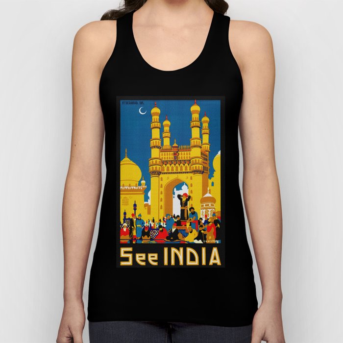 Vintage Hyderabad India Travel Poster Tank Top