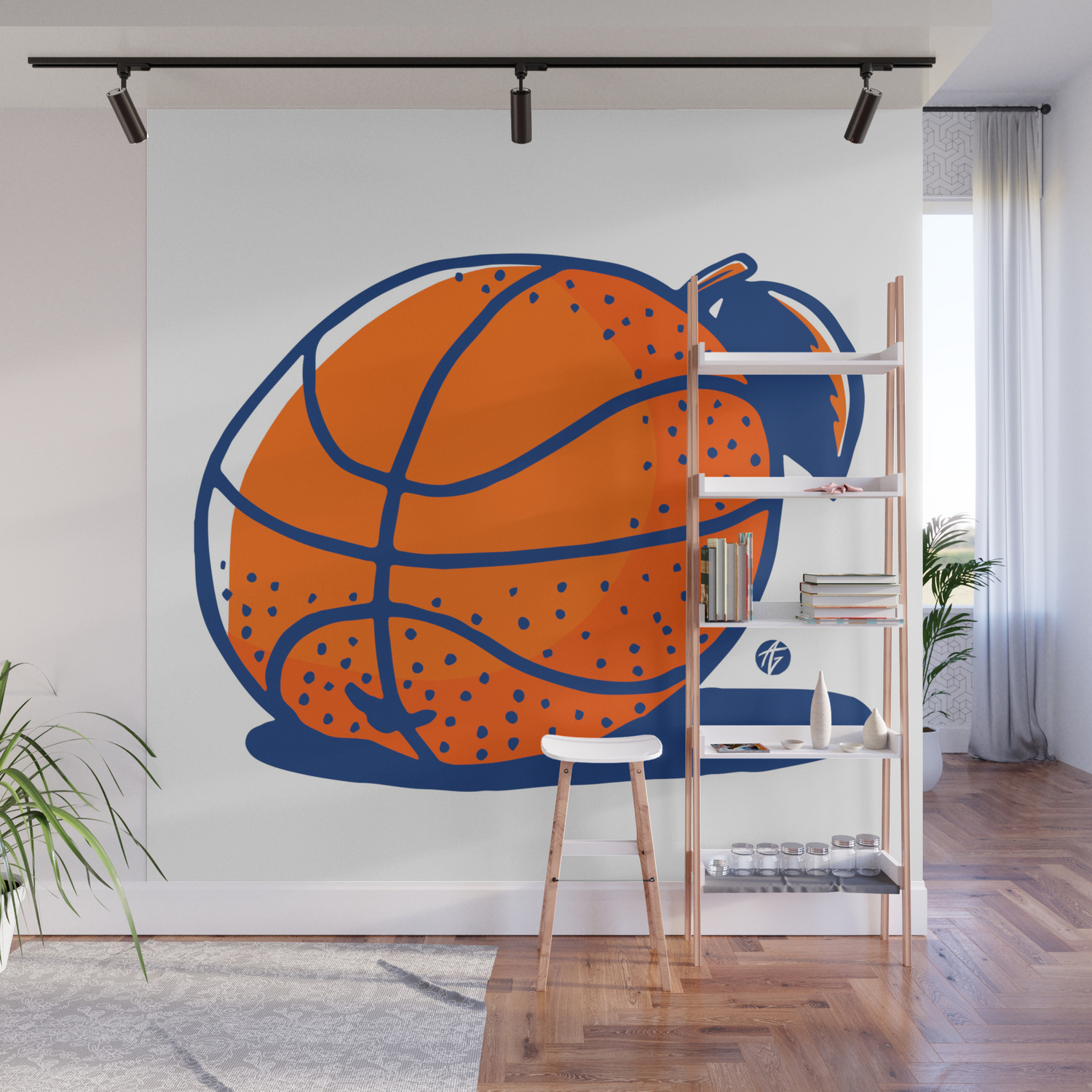 Orange Basketball Wall Mural By Andrewgreif Society6