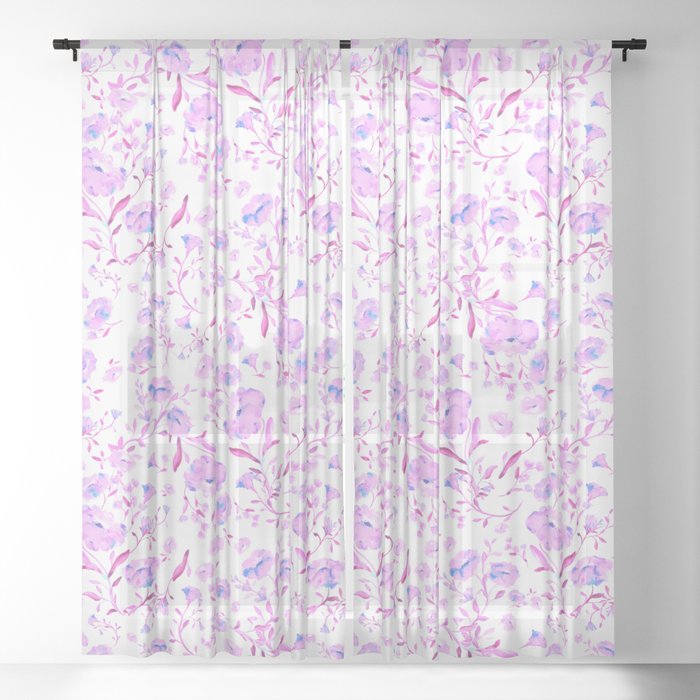 Delicate pink flowers - series 1 Sheer Curtain