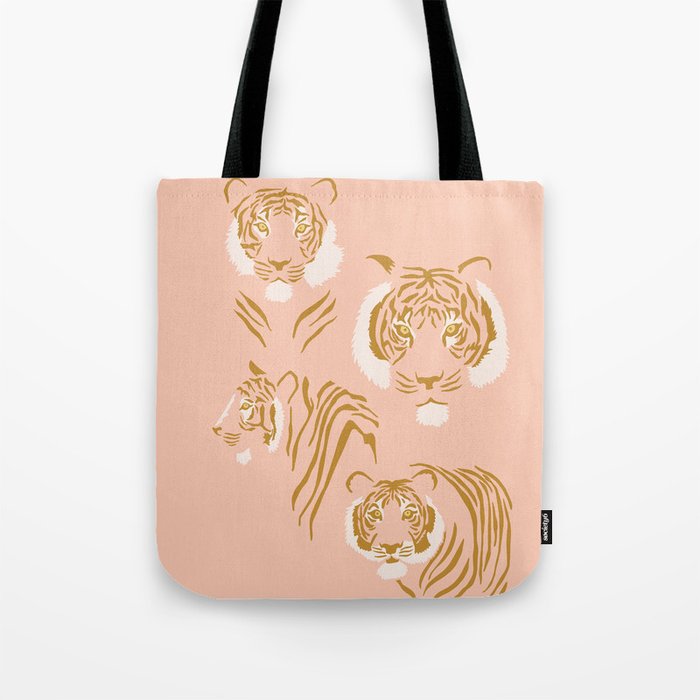 Tigers in Blush + Gold Tote Bag