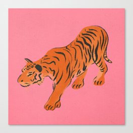 Tiger Canvas Print | Zoo, Haleytippmann, Curated, Cute, Digital, Illustration, Pink, Painting, Orange, Drawing 