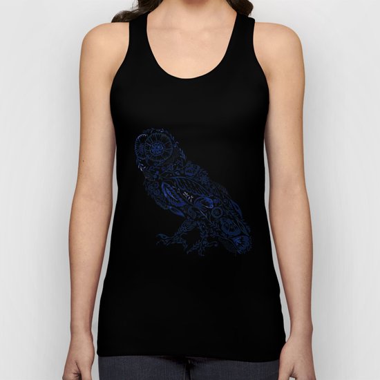 Folk Floral Indigo Owl Unisex Tank Top