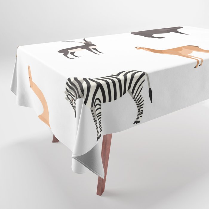 African Animals Cartoon Pattern Tablecloth
