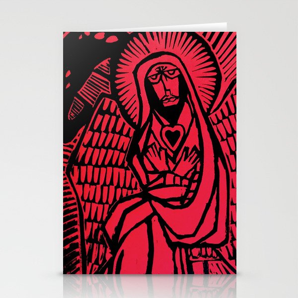 Me - Red - Traditional Surrealism Print Stationery Cards