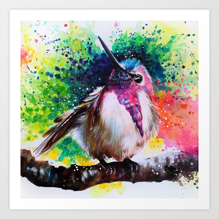Costa's Hummingbird Acrylic Painting Art Print