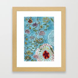 blue toile by cocoblue Framed Art Print