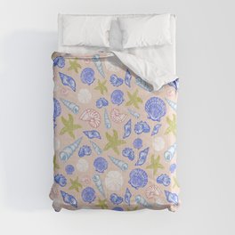 Seashell Print - Blue and green Comforter