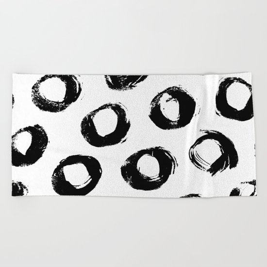 Brushed Dots Black and White Beach Towel