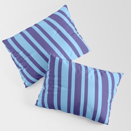 [ Thumbnail: Dark Slate Blue and Light Sky Blue Colored Lines Pattern Pillow Sham ]