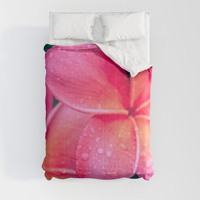 Aloha Hawaii Kalama O Nei Pink Tropical Plumeria Comforter