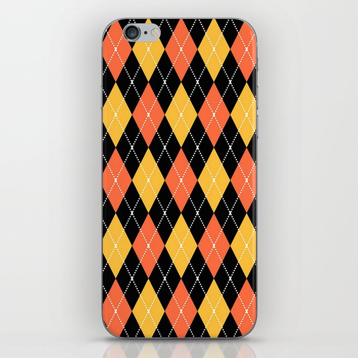 Salmon Orange And Yellow Argyle Pattern Diamond Geometrical Quilt Knit Sweater Tartan  iPhone Skin