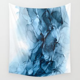 Deep Blue Flowing Water Abstract Painting Wall Tapestry