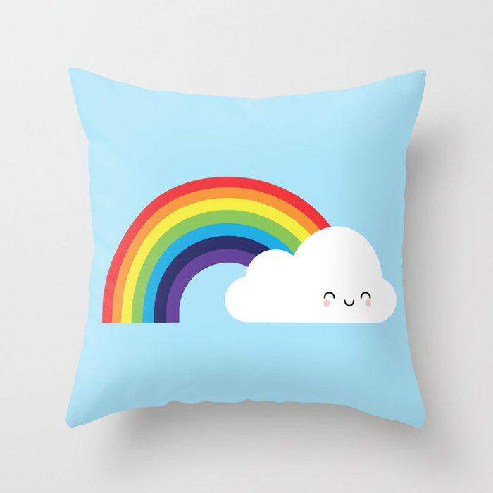 Kawaii Rainbow Throw Pillow