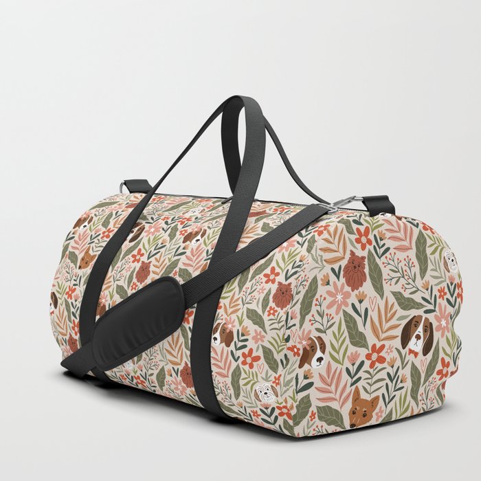 Lovely dogs and flowers print Duffle Bag