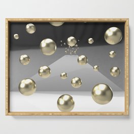 Abstract 3d balck and gold design Serving Tray