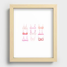 Watercolor Art Print- Cute Pink Bras Recessed Framed Print