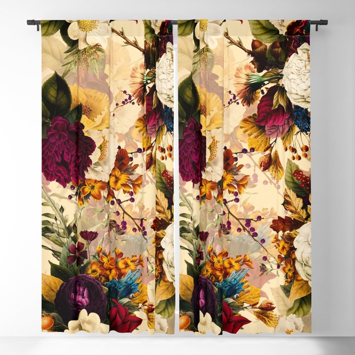 Vintage & Shabby Chic -  Nostalgic Winter Florals Pattern Blackout Curtain