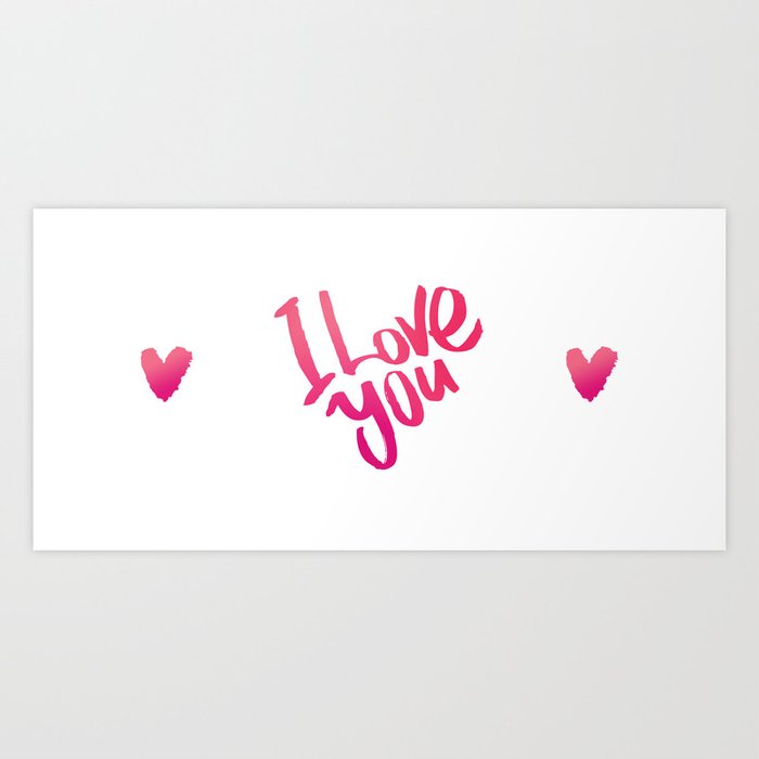 I Love You Heart Shaped Art Lettering With Painting Brush Trace