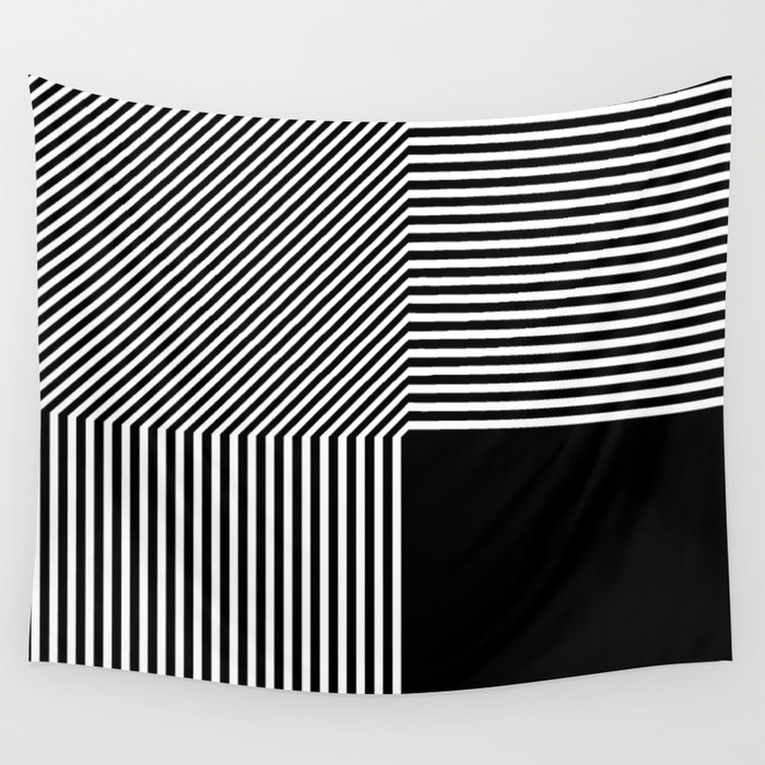 Geometric abstraction, black and white Wall Tapestry