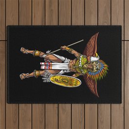 Aztec Eagle Warrior Native Indian Mexican Outdoor Rug