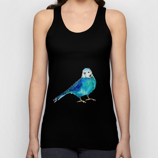 Blue budgie watercolor Unisex Tank Top