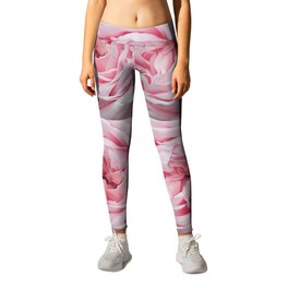 Delicate Pink Rose Flower Petal Pattern Leggings