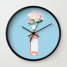 Rosé with Flowers Wall Clock