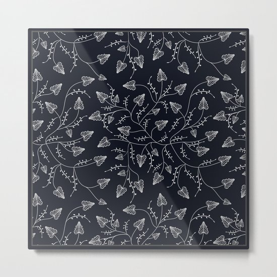 Delicate leaves on a black background . Metal Print